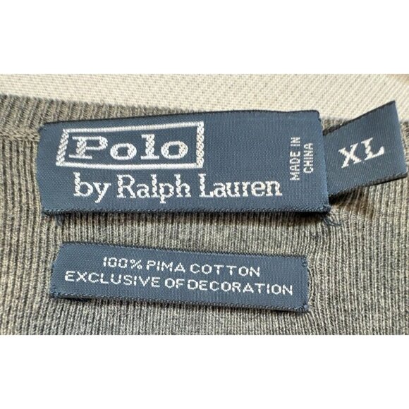 Polo by Ralph Lauren Mens Sweater Size XL Gray 100% Pima Cotton V-Neck - Picture 5 of 13